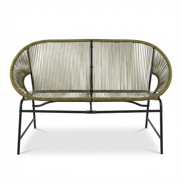English Elm Condessa Outdoor Pe Rattan Loveseat Iron Frame Weather Resistant Patio Seating Green N775P423051G