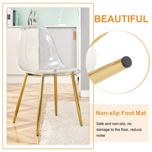 English Elm Table and Chair Set Marble Glass Top Gold Legs Four Seat Dining for Small Spaces Black,Transparent,White+Gold W1151S04654