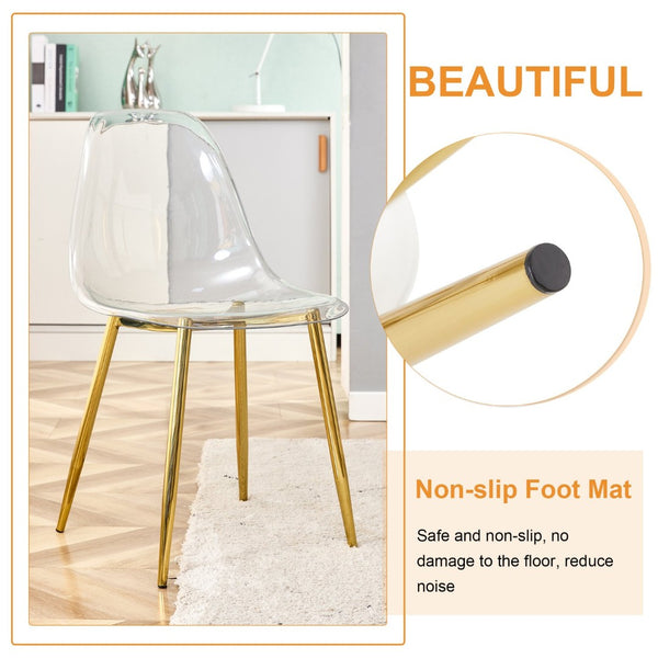 English Elm Table and Chair Set Marble Glass Top Gold Legs Four Seat Dining for Small Spaces Black,Transparent,White+Gold W1151S04654