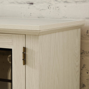 English Elm 58" Modern TV Stand with 18" Electric Fireplace, Faux Stone Mantel, Ample Storage & Cable Management for Living Room Comfort and Style White W2275S00025