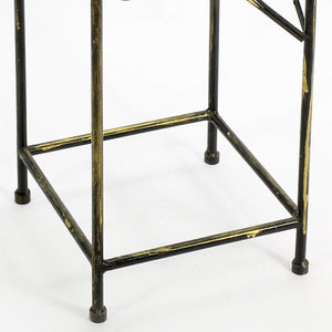 English Elm 20.67" Elegant Lattice Square Cast Metal Plant Stand in Black/Gold — Durable Powder Coat Finish, Fully Assembled, 11x11x20.5" B072115988