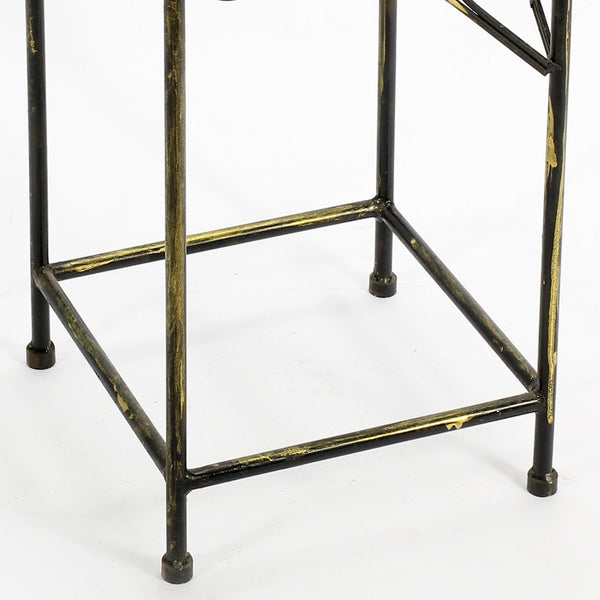 English Elm 20.67" Elegant Lattice Square Cast Metal Plant Stand in Black/Gold — Durable Powder Coat Finish, Fully Assembled, 11x11x20.5" B072115988