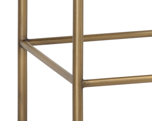 Sunpan Seneca Counter Stool - Modern Open Back Design with Stylish Steel Frame for Contemporary Spaces Antique Brass / Danny Ivory