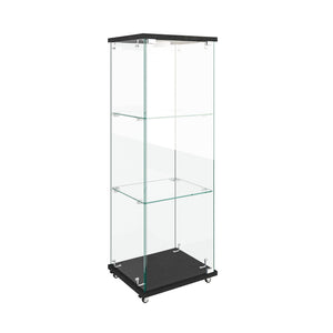 English Elm Modern Glass Display Cabinet With Led Lighting – Sleek, Quick-Assembly Design For Living Rooms & More W241P242906
