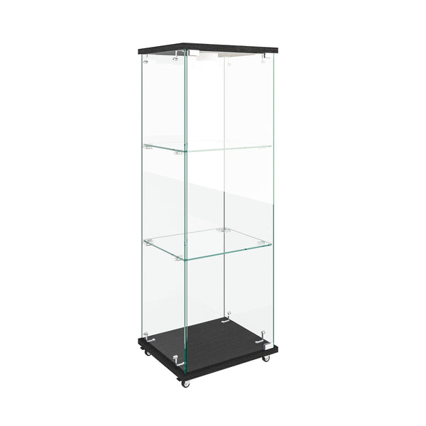 English Elm Modern Glass Display Cabinet With Led Lighting – Sleek, Quick-Assembly Design For Living Rooms & More W241P242906