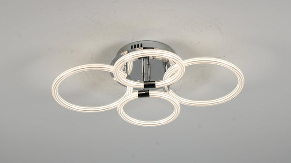 English Elm Modern Acrylic Ring Flush Mount Led Fixture Dimmable Remote Six Rings Four Heads T3177P283987