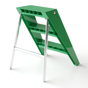 English Elm Home Foldable Ladder Frame multi-use ABS+Steel stool side table bookshelf anti-slip compact stand Olive Green W3318P308257