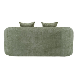 English Elm Green Curved Loveseat Sofa with Round Armrest, Foam & Spring Comfort, 2 Pillows, No Assembly, Compact W3612P348746