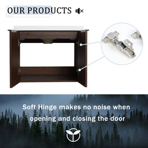 English Elm 36 Inch Soft Close Doors Bathroom Vanity With Resin Sink, Modern Design & Ample Storage Solutions W999S00183