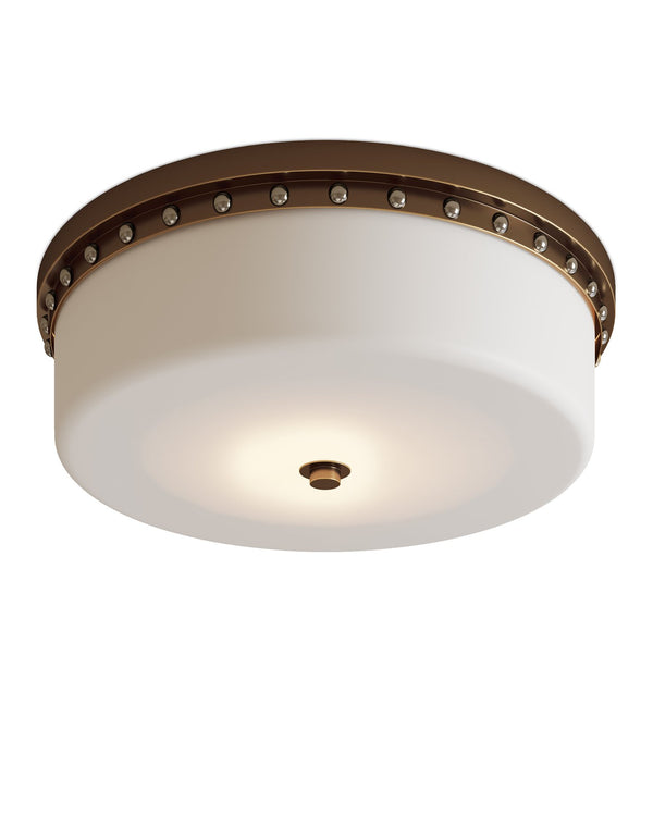 Currey & Company Barnabe Brass Flush Mount Light - Elegant Design With Adjustable Led & Opaque Glass Diffuser For Style Black Glass ,Metal 9999-0079-currey-company