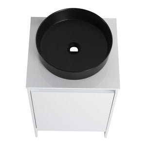 English Elm 32" Freestanding Bathroom Vanity With Black Ceramic Sink, Soft-Close Doors, Modern Storage Solution W999S00433