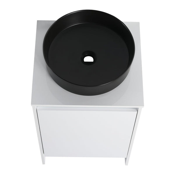 English Elm 20" Freestanding Vanity with Ceramic Sink Soft Close Storage Glossy White Bath W999S00386