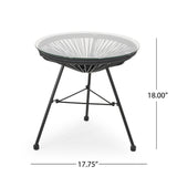 Christopher Knight Home® - Noble House - Nusa Outdoor Modern Faux Rattan Side Table with Tempered Glass Top