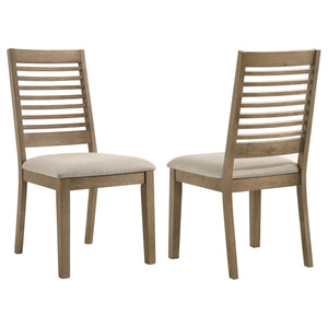 English Elm Malvika Washed Brown Wood Dining Side Chair Set of 2 — Farmhouse Ladderback, Foam-Padded Latte Seats, Sturdy Tapered Legs B062P299792
