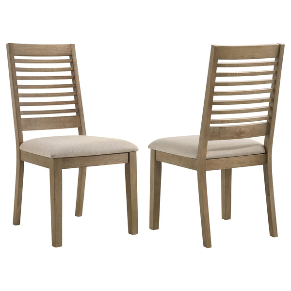 English Elm Malvika Washed Brown Wood Dining Side Chair Set of 2 — Farmhouse Ladderback, Foam-Padded Latte Seats, Sturdy Tapered Legs B062P299792