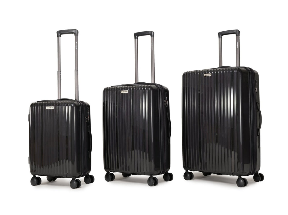 English Elm Luggage 3 Piece Pp Hard Shell Travel Set with Spinner Wheels Expandable Carry On Black T3292P316972