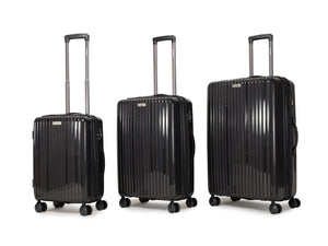 English Elm Luggage 3 Piece Pp Hard Shell Travel Set with Spinner Wheels Expandable Carry On Black T3292P316972