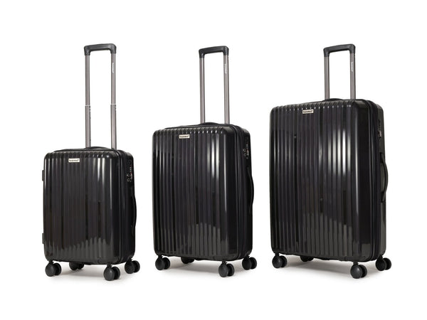 English Elm Luggage 3 Piece Pp Hard Shell Travel Set with Spinner Wheels Expandable Carry On Black T3292P316972