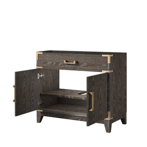 English Elm Brown Oak Single-Sink Vanity - 36" Wide, Stylish Storage, Soft-Close, Fully Assembled For Easy Setup B2731P259774