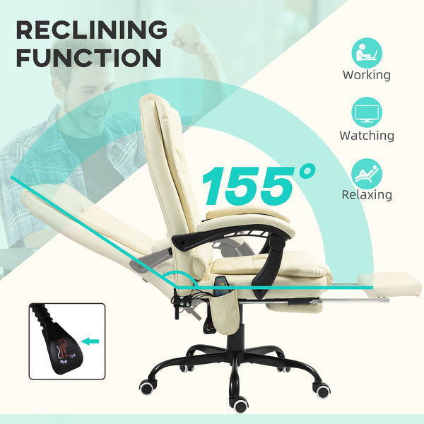 English Elm Vinsetto Ergonomic Home Office Chair with Mesh Back, Lumbar Support, Recline to 135° & Wheels Cream White W2225P250032