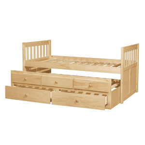 English Elm Twin/twin Trundle Captain Bed Solid Pine with Storage Drawers for Youth Bedrooms B011S02454
