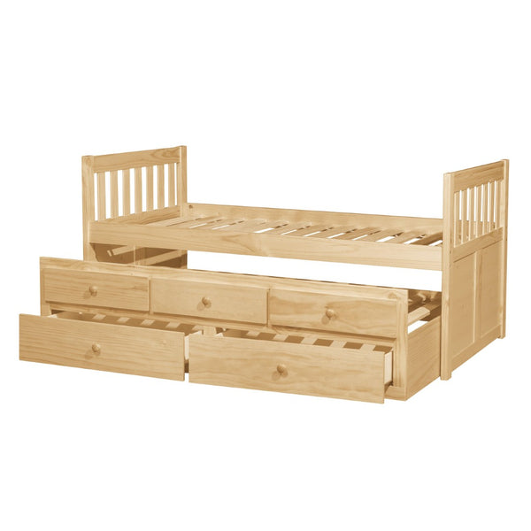 English Elm Twin/twin Trundle Captain Bed Solid Pine with Storage Drawers for Youth Bedrooms B011S02454