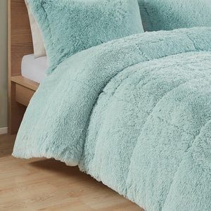 English Elm Full/Queen Malea Shaggy Long Fur Comforter Mini Set — Plush Faux Fur Reversible Cozy Bedding, Hypoallergenic Elegance B03595950