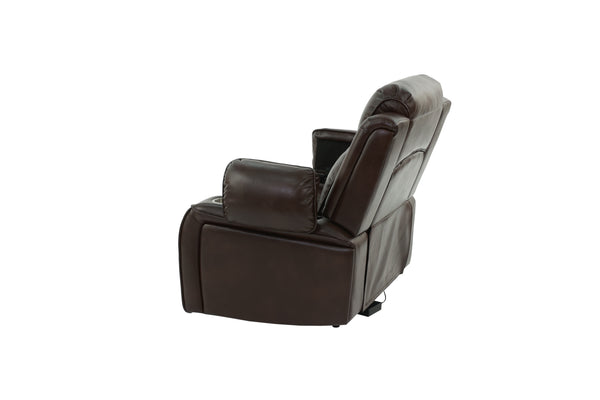 English Elm Power Motion Recliner Chair with USB Cup Holders Wireless Charging Gel Leatherette Brown Comfort B011P205591