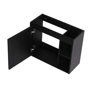 English Elm 24'' Floating Wall Mounted Bathroom Vanity with Ceramic Sink and Soft Close Cabinet Dark Oak W999P426634