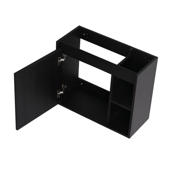 English Elm 24'' Floating Wall Mounted Bathroom Vanity with Ceramic Sink and Soft Close Cabinet Dark Oak W999P426634