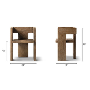 English Elm Avenel Reclaimed Elm Sculptural Accent Chair Wabi-sabi Solid Wood Architectural Statement Brown B2719P474444