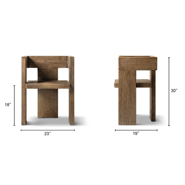 English Elm Avenel Reclaimed Elm Sculptural Accent Chair Wabi-sabi Solid Wood Architectural Statement Brown B2719P474444