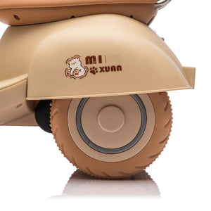 English Elm 12v Kids Electric Tricycle Toddler Ride on Scooter Wooden Handle Parental Remote Control Beige W1578P381432