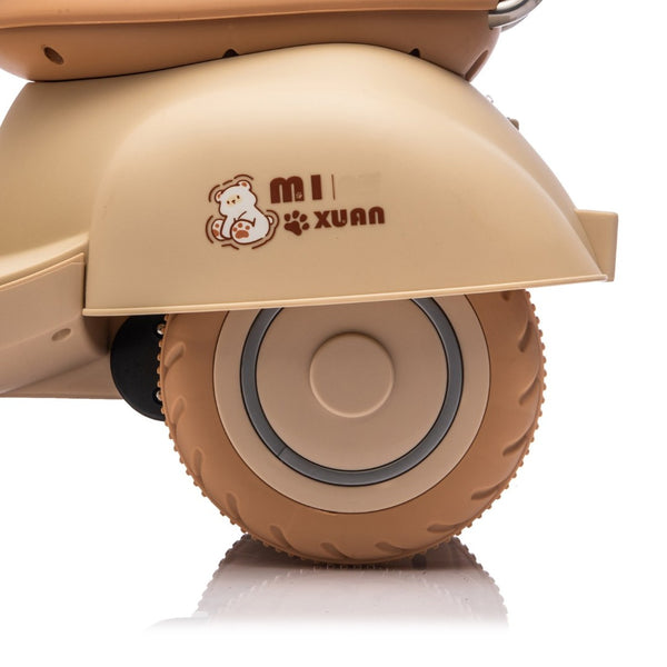 English Elm 12v Kids Electric Tricycle Toddler Ride on Scooter Wooden Handle Parental Remote Control Beige W1578P381432