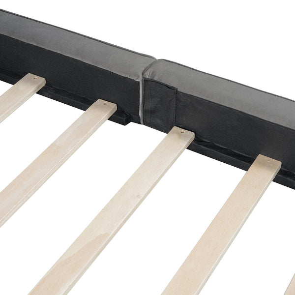 English Elm Queen Upholstered Platform Bed with Velvet Headboard, Solid Wood Slats, Sturdy 500lb Capacity, Modern Chic Design Gray SF000162AAE