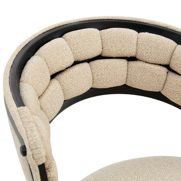 English Elm Set of 2 Chenille Tufted Dining Chairs with Metal Legs Modern Kitchen Seating Beige,Black W3875P370853
