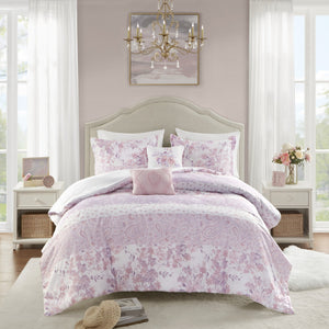 English Elm Floral Paisley Comforter Set Twin/Twin XL - Soft Microfiber, Anti-Microbial, Decorative Pillows Pink 19.68 L x 12.99 W x 7.09 H B035P294218
