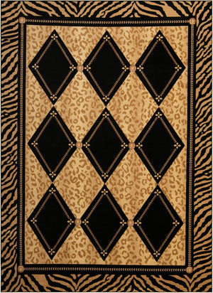 Unique Loom Wildlife Ocelote Machine Made Geometric Rug Light Brown, Black/Cream/Light Brown/Tan 9' 0" x 12' 2"
