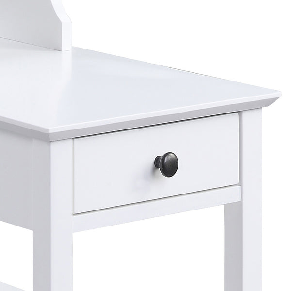 English Elm White 3-shelf Side Table with Drawer, Adjustable Shelf & USB Charging Dock for Living Room Charm B062P186479
