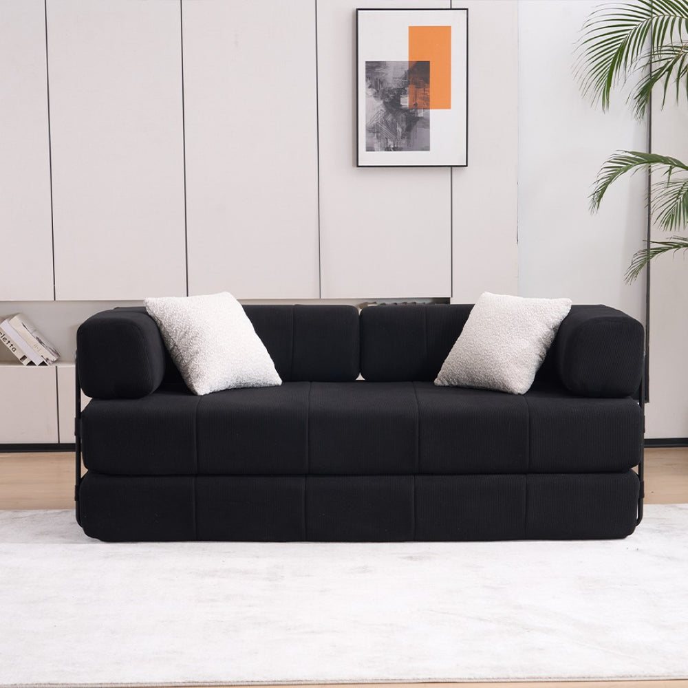 English Elm Folding Corduroy Futon Sofa Bed with Foam Spring Support for Studio or Apartment W2915P276677