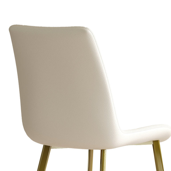 English Elm Dining Chairs Set of 2 White PU Leather with Gold Metal Legs, Ergonomic Modern Luxe Dining Seating W2700P361669