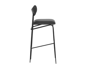 Sunpan Gibbons Mid-Century Modern Barstool - Handcrafted Leather Design with Unique Artisan Charm Black / Bravo Portabella