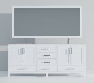 English Elm White Double Bath Vanity 80 in W x 22 in D with Cultured Marble Top, Chrome Faucet & 30 in Mirrors B2731S01109