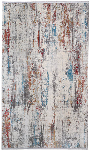 Feizy Rugs Cadiz Abstract Watercolor Area Rug - Luxurious Machine-woven Design Inspired By Spanish Elegance Gray,Red,Blue Viscose,Acrylic 8663903fivymltj20