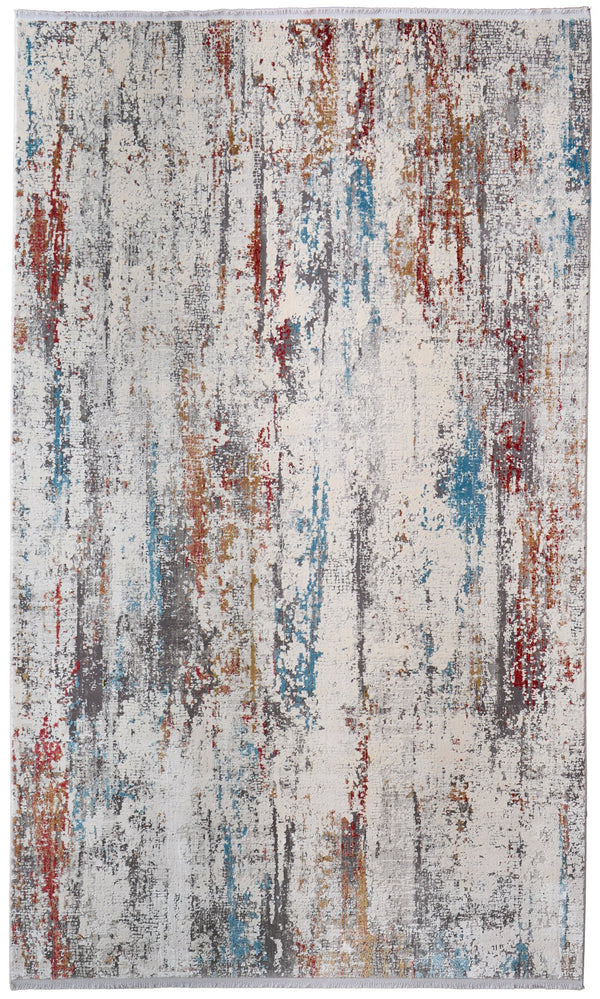 Feizy Rugs Cadiz Abstract Watercolor Area Rug - Luxurious Machine-woven Design Inspired By Spanish Elegance Gray,Red,Blue Viscose,Acrylic 8663903fivymltj20