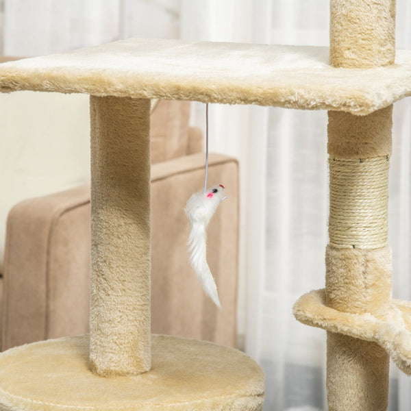 English Elm Pawhut Plush Sisal Cat Tower with Condo Hammock Perch and Dangling Toys for Indoor Cats W2225P200704