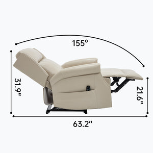 English Elm Emon's Overstuffed Chenille Power Lift Recliner with Massage Heat and Charging Ports Beige W1803S00086