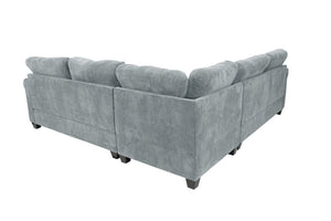 English Elm 4pc Corduroy Sectional Sofa Set with Ottoman Corner Wedge and Low-profile Modern Legs Fog B011S02224