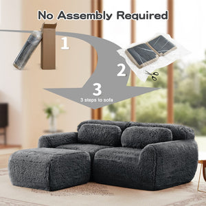 English Elm L-shaped Plush Sectional Sofa Boneless Cloud Comfort Floor Lounge with Chaise for Bedroom Dark Grey W714S01547