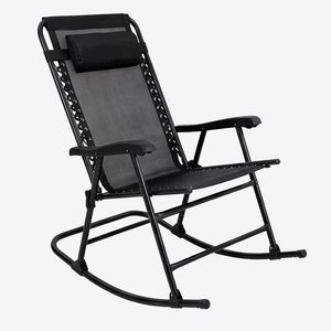 English Elm Patio Folding Rocking Chairs Set of 2 with Mesh Seat and Adjustable Headrest W5159P451092